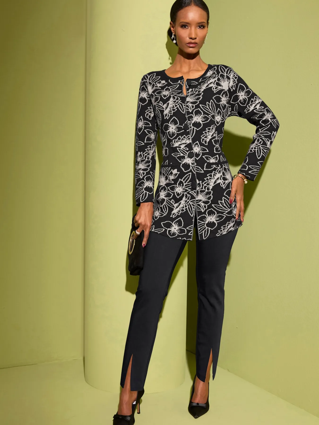 Veste en tricot jacquard 50% laine vierge
