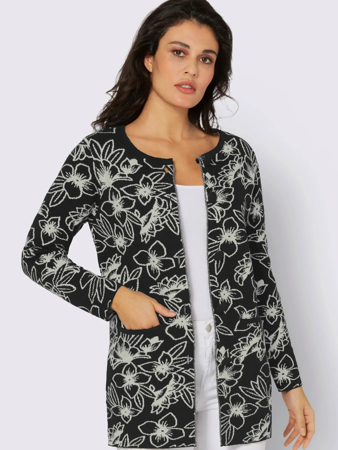 Veste en tricot jacquard 50% laine vierge