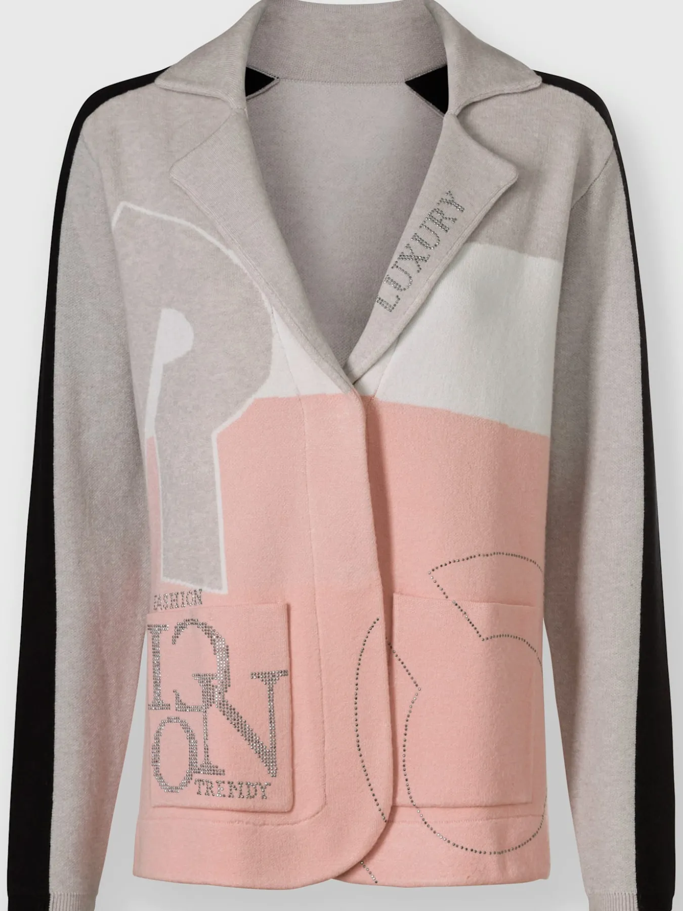 Veste en tricot jacquard motif patchwork