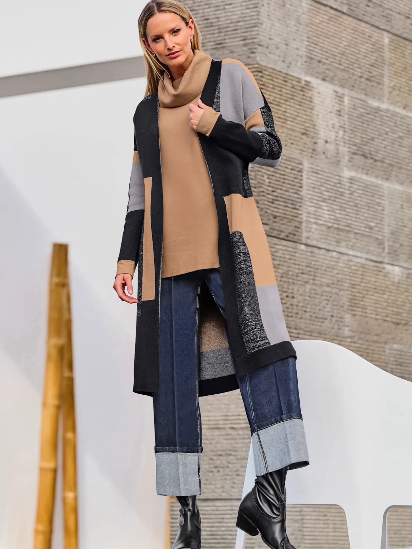 Veste en tricot jacquard motif graphique