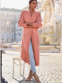 Veste en tricot longueur mollet à la coupe ouverte