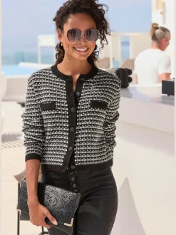 Veste en tricot motif à carreaux tendance