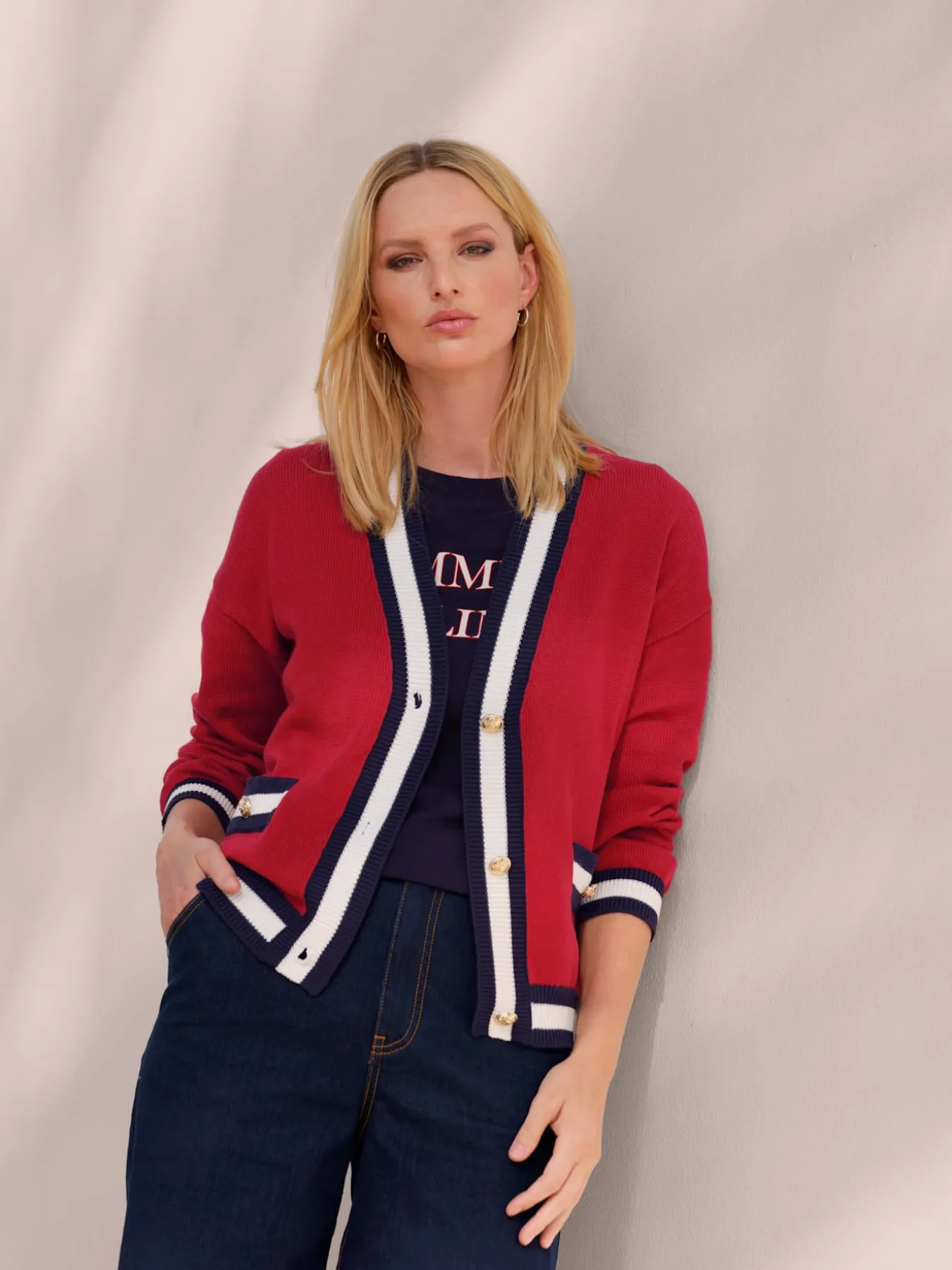 Veste en tricot motif color block tendance