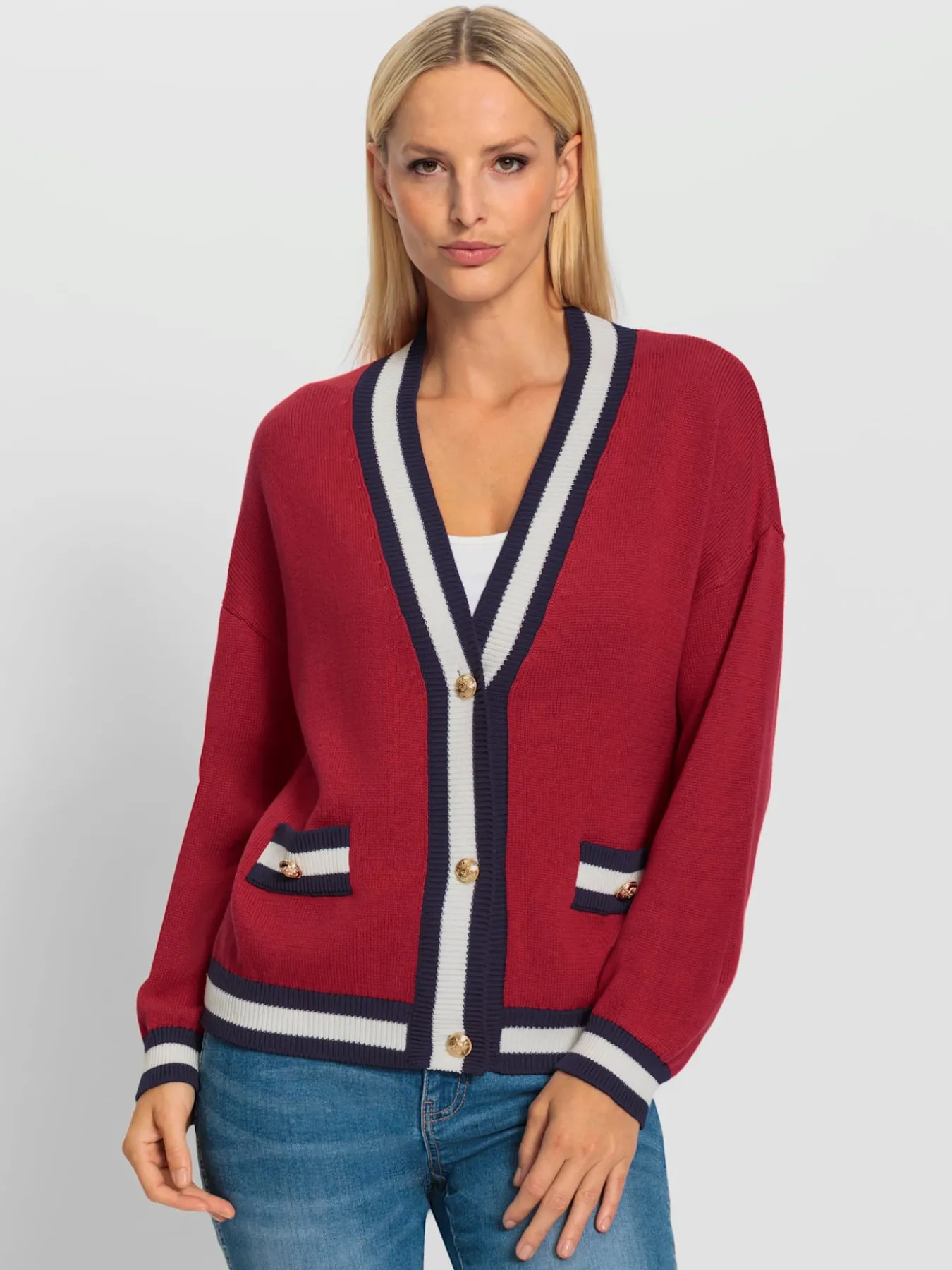 Veste en tricot motif color block tendance