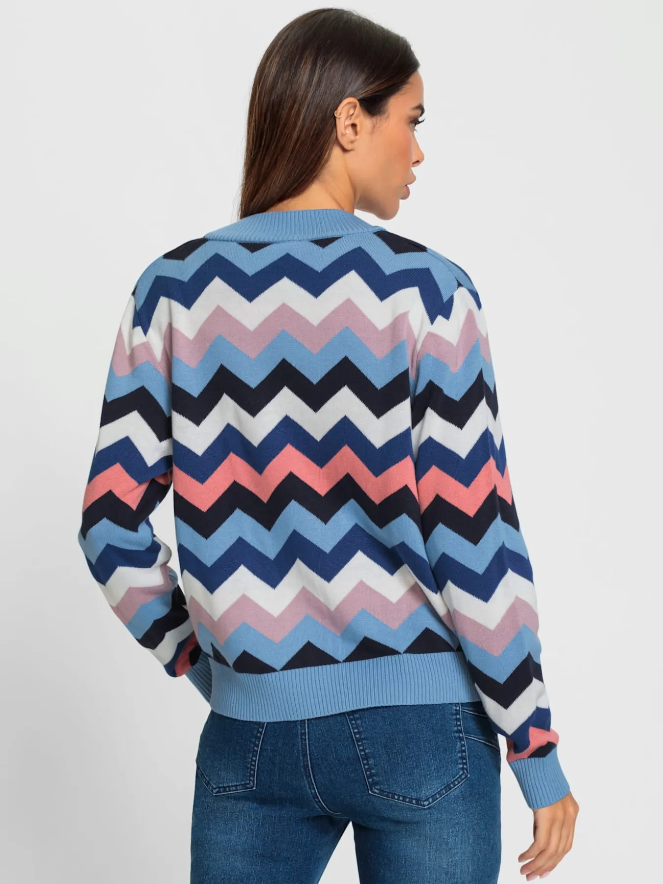 Veste en tricot motif zigzag tendance