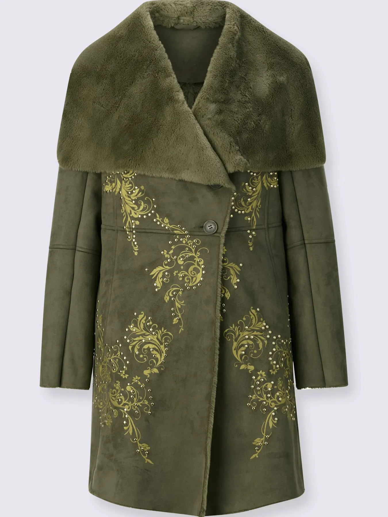 Veste longue doublure imitation fourrure