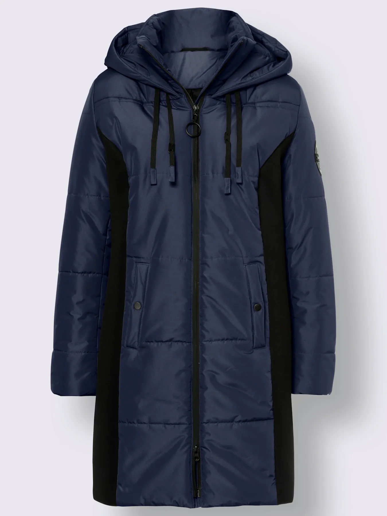 Veste longue empiècements latéraux affinants