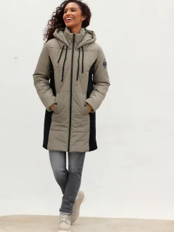 Veste longue empiècements latéraux affinants