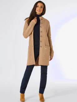 Veste longue en tricot 30% laine vierge (mérinos)