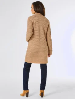 Veste longue en tricot 30% laine vierge (mérinos)
