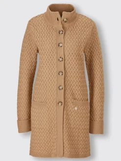Veste longue en tricot 30% laine vierge (mérinos)