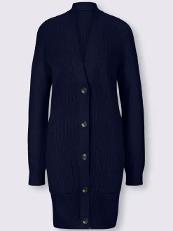 Veste longue en tricot 2 poches plaquées