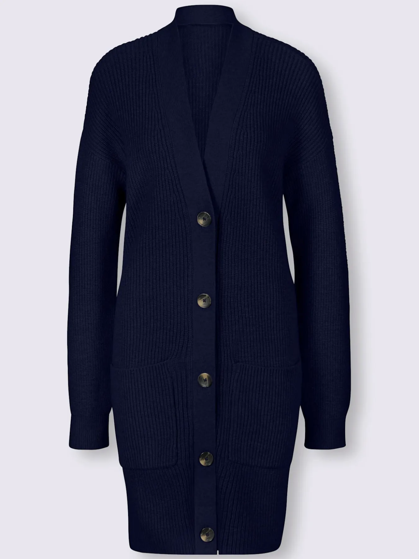 Veste longue en tricot 2 poches plaquées