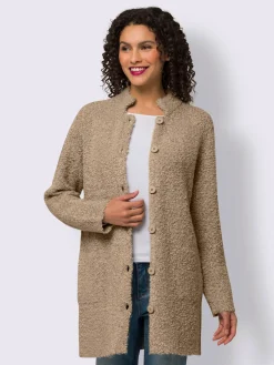Veste longue en tricot col montant tendance