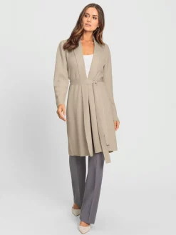 Veste longue en tricot côte perlée