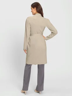 Veste longue en tricot côte perlée
