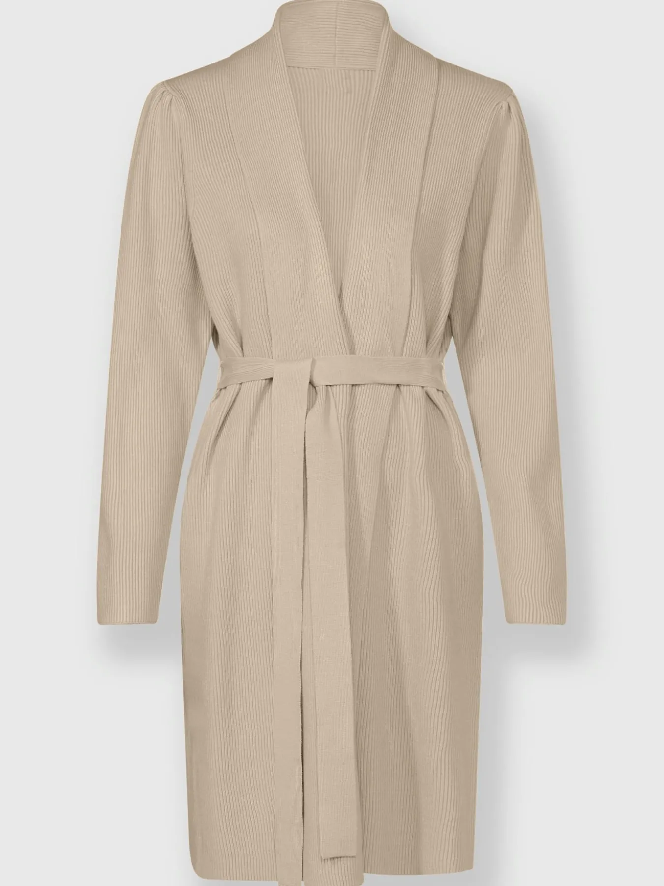 Veste longue en tricot côte perlée