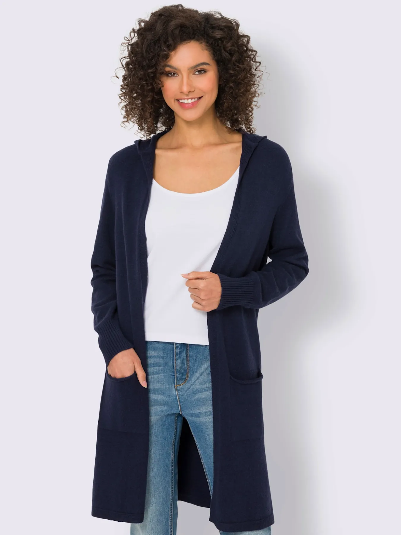 Veste longue en tricot style cardigan
