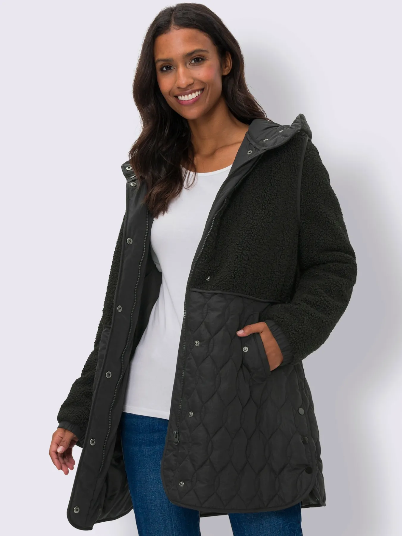 Veste longue superbe mélange de matières