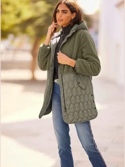 Veste longue superbe mélange de matières