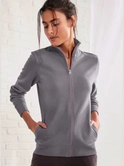 Veste sweat basique, logo imprimé et broderie