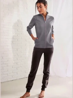 Veste sweat basique, logo imprimé et broderie
