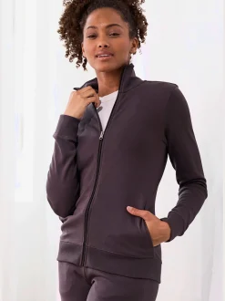 Veste sweat basique, logo imprimé et broderie
