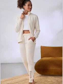 Veste sweat basique, logo imprimé et broderie