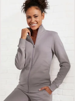 Veste sweat basique, logo imprimé et broderie