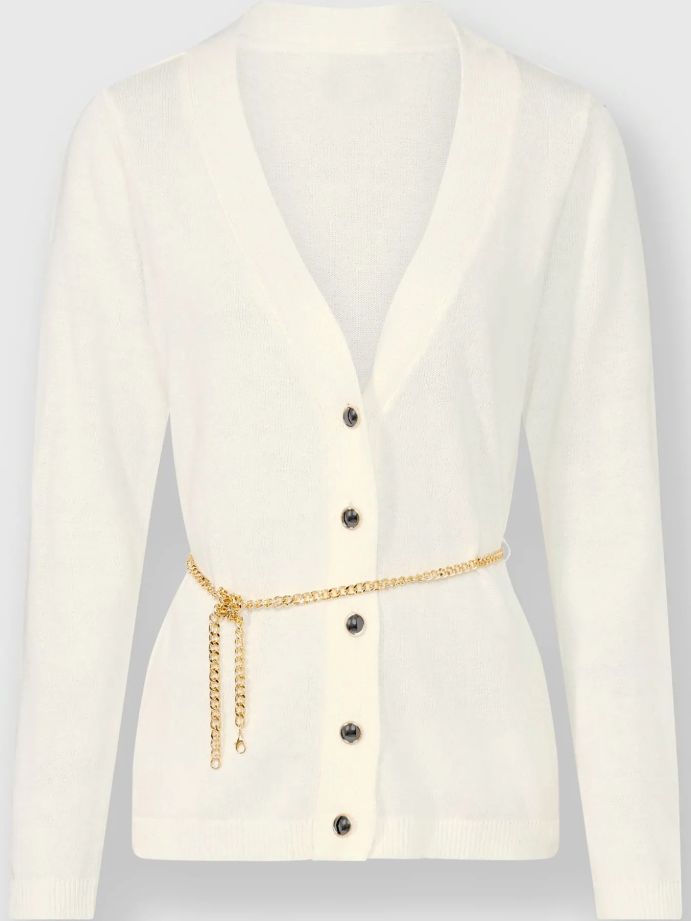 Veste tricot 2 en 1 livré avec ceinture-chaîne décorative